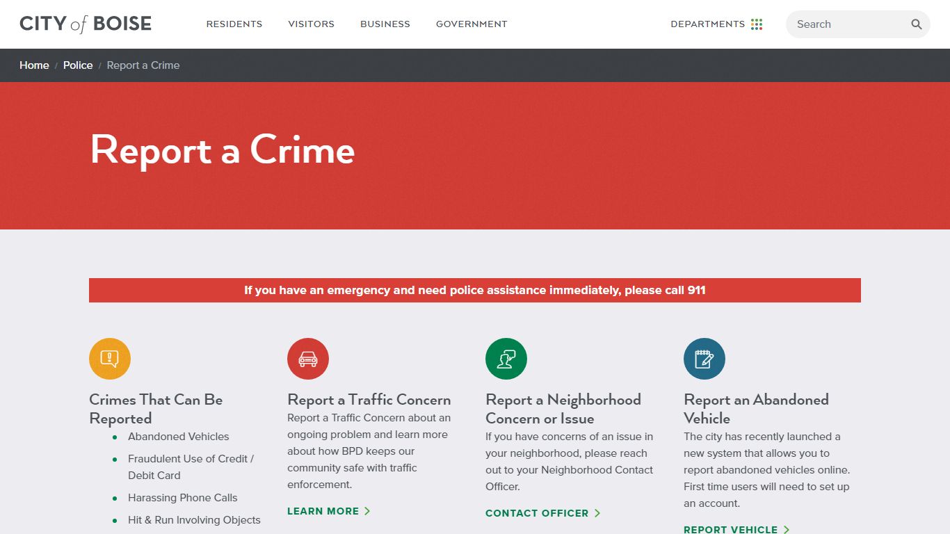 Report a Crime | City of Boise